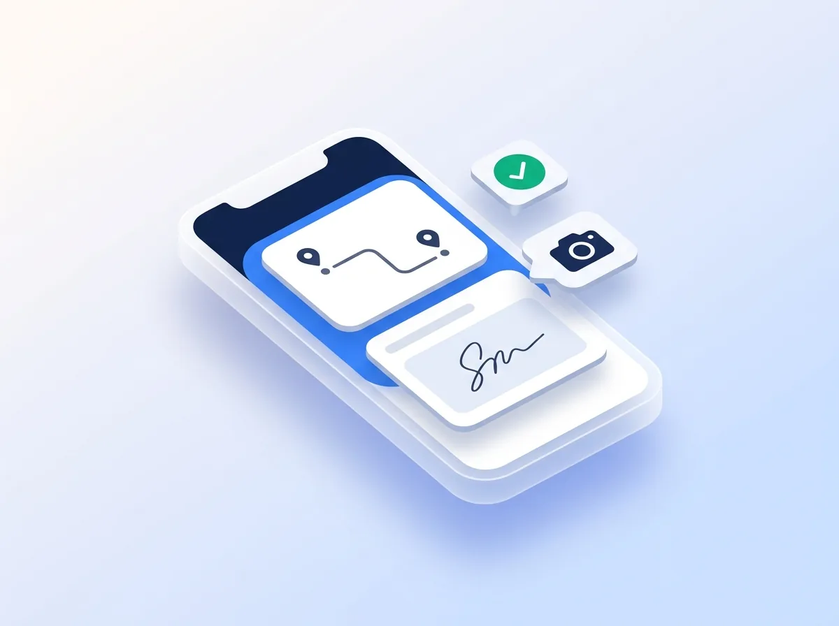 Driver mobile app capturing a signature and photo proof of delivery