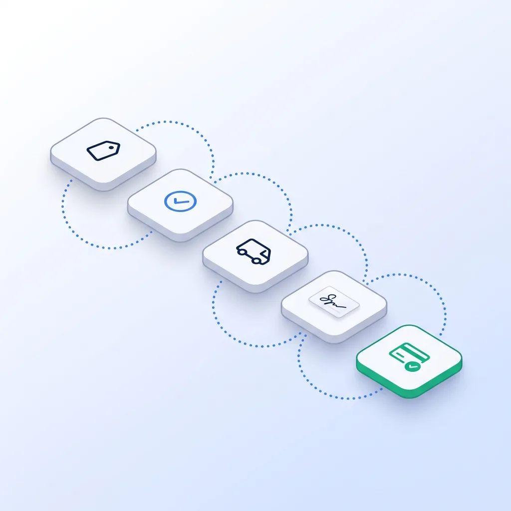 Diagram of the DispatchHub quote-to-paid workflow